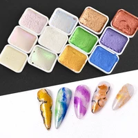 6pcsbox solid glitter nail painting watercolor ink polish blooming nail art pigment supplies shimmer aurora decorations k 6n