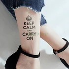 Водостойкая временная татуировка, наклейка в виде короны с надписью keep calm and carry on, искусственная Татуировка Flash, тату для мужчин, женщин и девочек