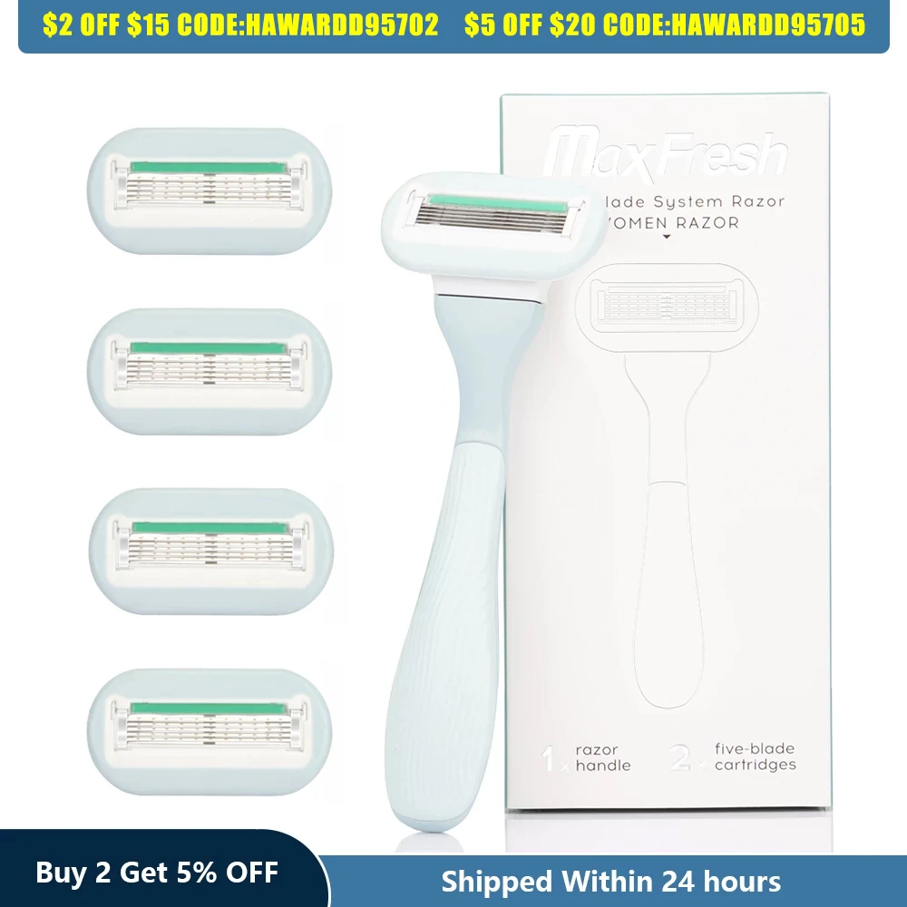 

MAXFRESH Women Face Razor 1 Metal Handle + 2 Razor Blade Refills (5 Blades) Men Shaving Razor Extra Smoothor Hair Removal Shaver
