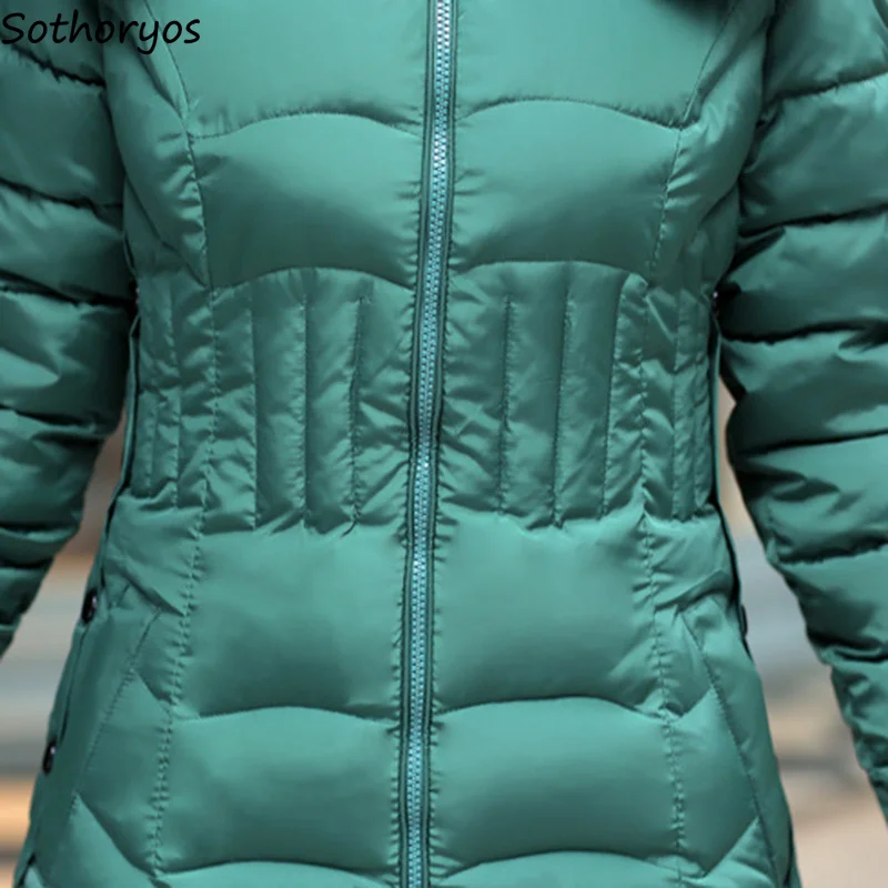 

Parkas Women Plus Size Thickening Hooded Long Style Slim Solid Leisure Womens Zipper Full Sleeve Cotton Winter Warm Outerwear