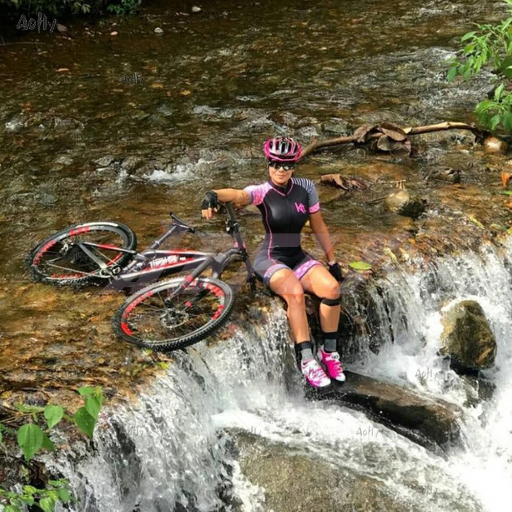 

2021Kafitt Womens Skinsuit Sets Clothes Cycling Jersey Black Pink Jumpsuit Roupa De Macaquinho Ciclismo Feminino Girl Triathlon