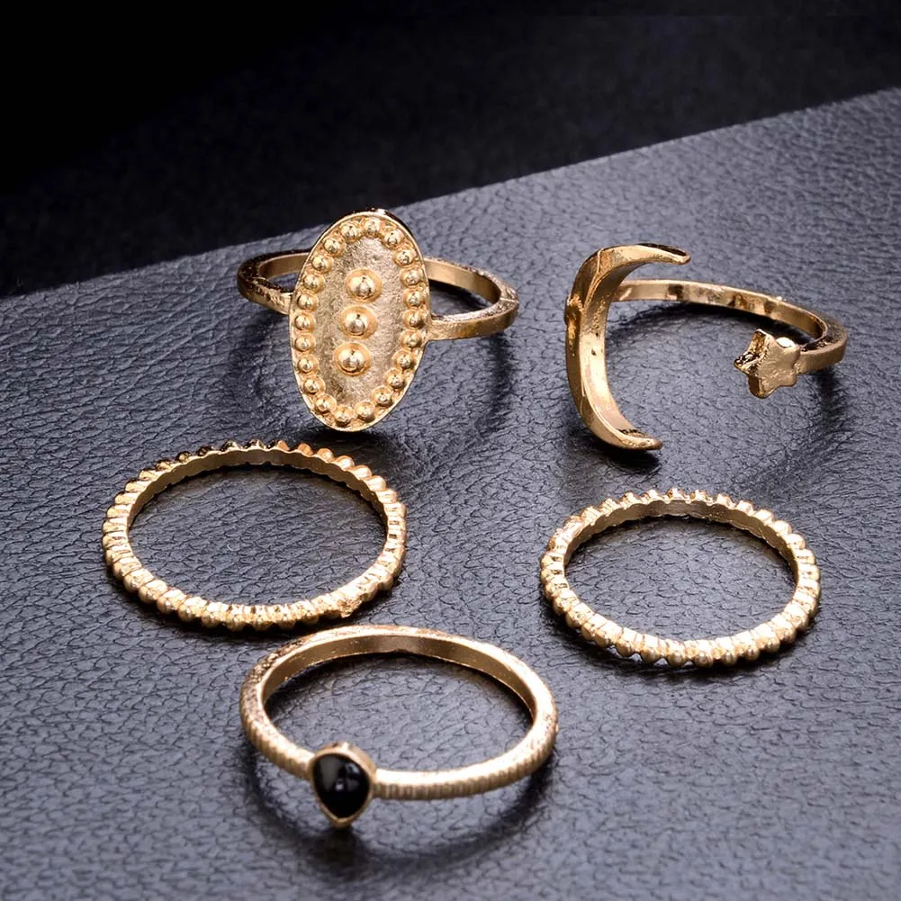 5 шт./компл. Boho женское кольцо полумесяц резные овальные укладки женский перстень