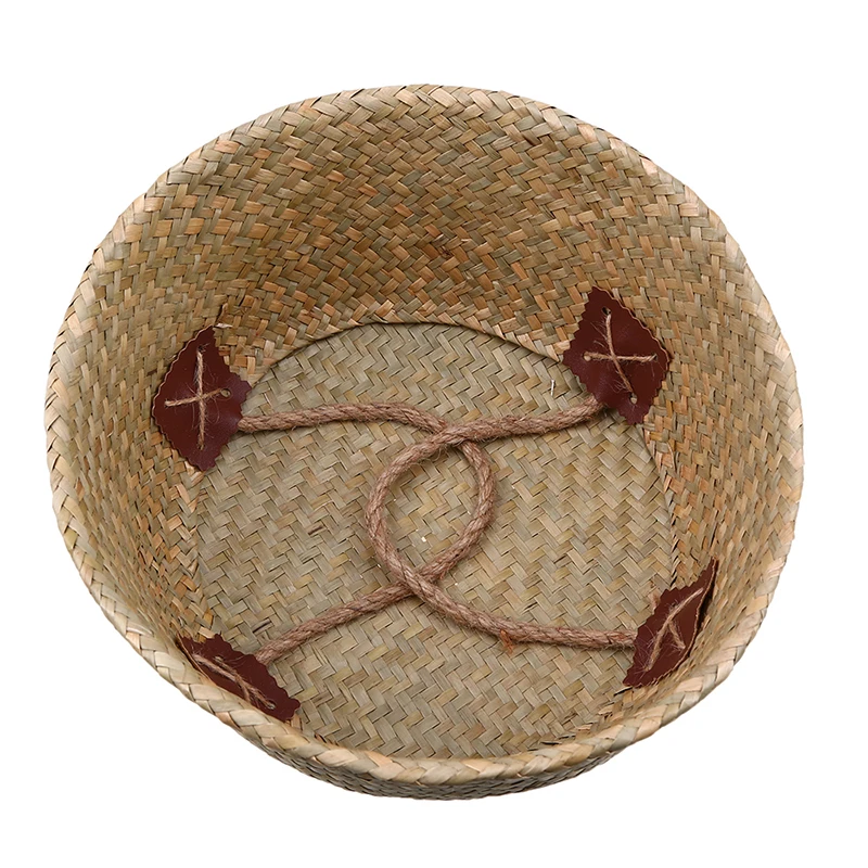 Hand-Woven Storage Basket Narural Color Straw Flowerpot Wicker Rattan Laundry Organizer Seagrass Flower with Hemp Rope | Дом и сад