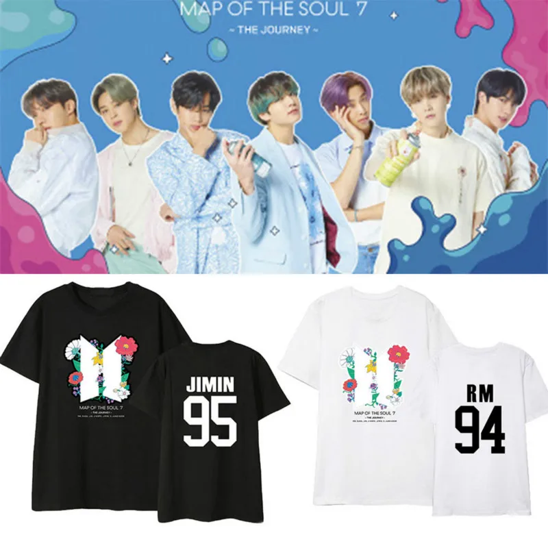 Футболка с V-образным вырезом Kpop Bangtan Boys мужская женская летняя модная коротким