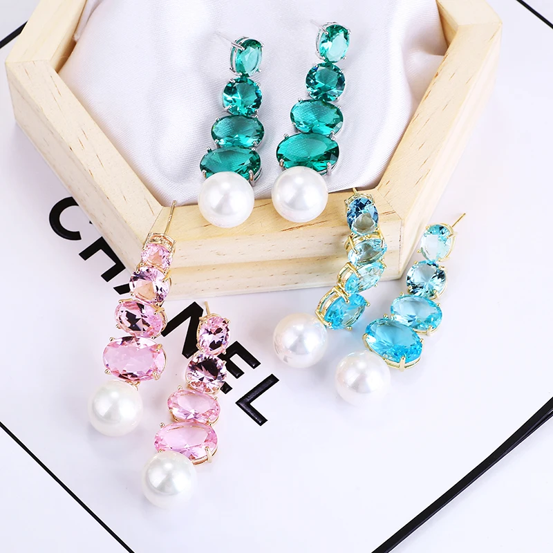 Женские Висячие серьги с подвеской большие стеклянные бусины из жемчуга и