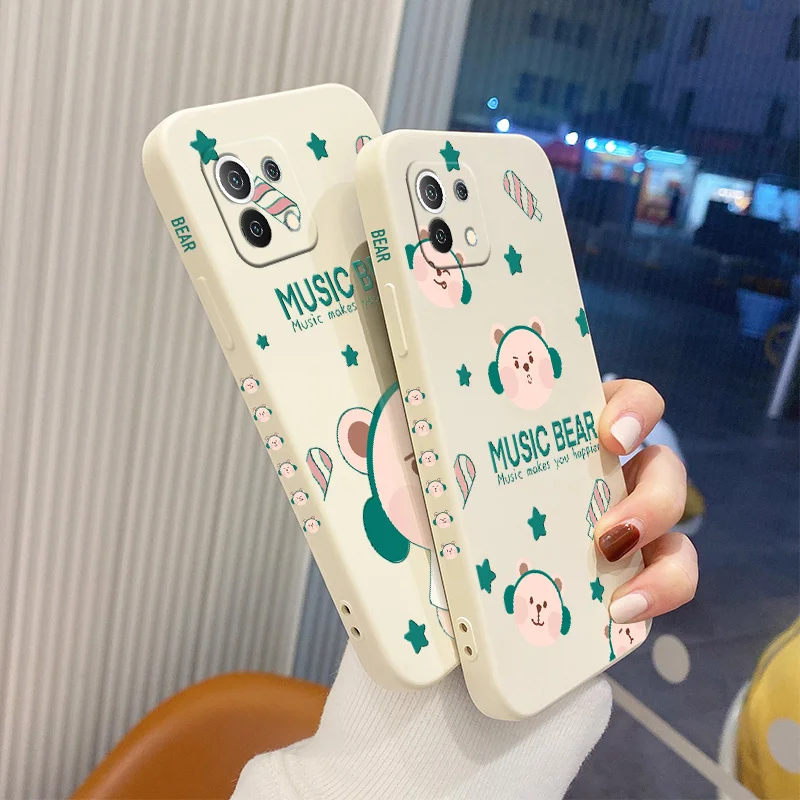 

Simple Big Ears Bear Phone Case For Xiaomi Mi 11 10T 10 lite 9T Note 10 Redmi Note 10 9 9T 8 8Pro 7 7Pro 9 9A K40 K30 Cover