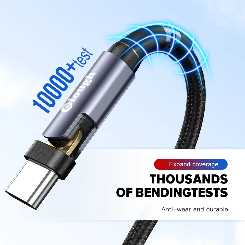 Вращающийся USB-кабель Elough типа C для Huawei Xiaomi Poco 3A быстрая зарядка стандарта USB Type-C