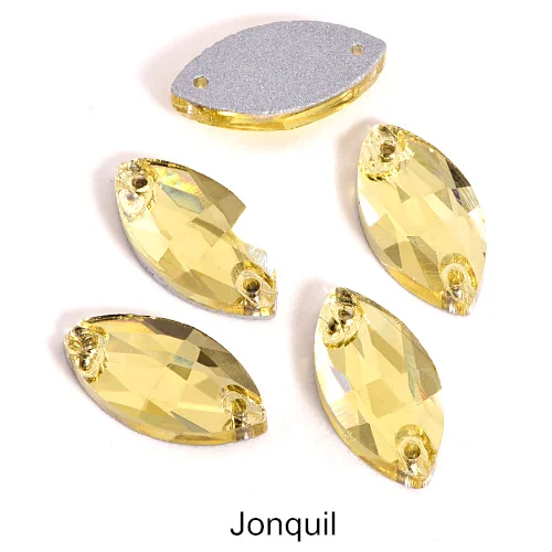 Jonquil 5 размеров красочные Наветт стеклянные стразы шьют на Стразы желтый плоский с оборота конский глаз формы пришивные стразы для одежды B0161 - Цвет: Jonquil