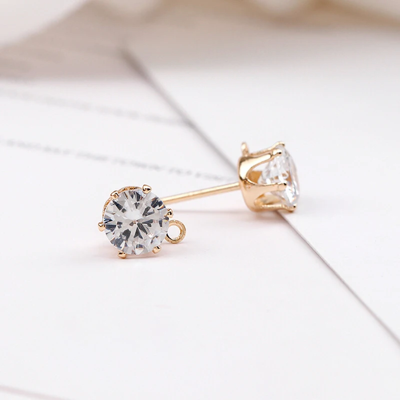 

5Pairs/Set Crystal Hook Round Stud Earrings Hook Findings Accessory DIY Earrings Jewelry Making