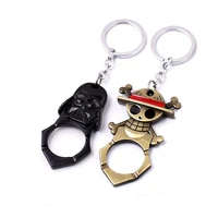 anime luffy pirate skull keychain cartoon one piece enamel metal key ring pendant llaveros souvenirs collections jewelry