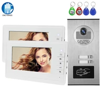 7 tft rfid video doorphone intercom system wired doorbell interphone color screen monitor with 25 ringtone for multi apartments