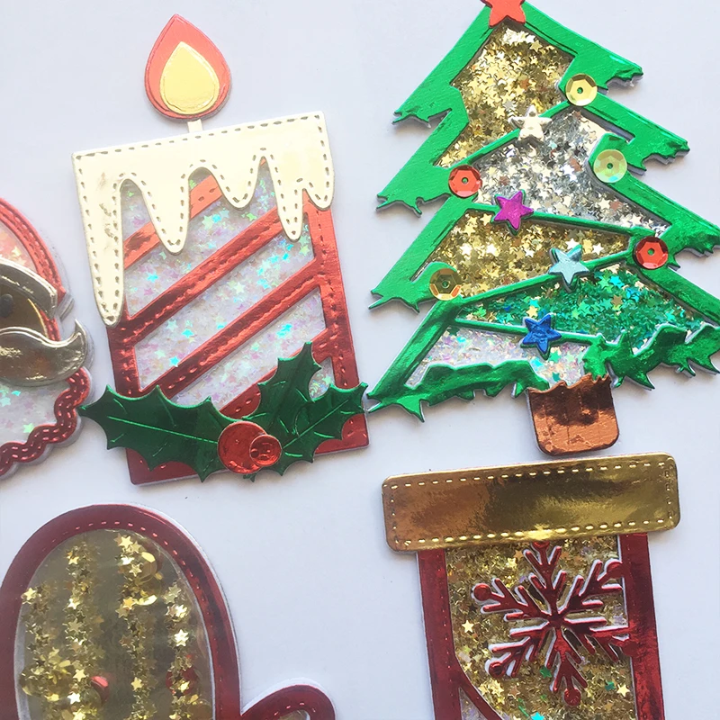 Металлические режущие штампы трафарет Рождественская елка свеча встряхивание