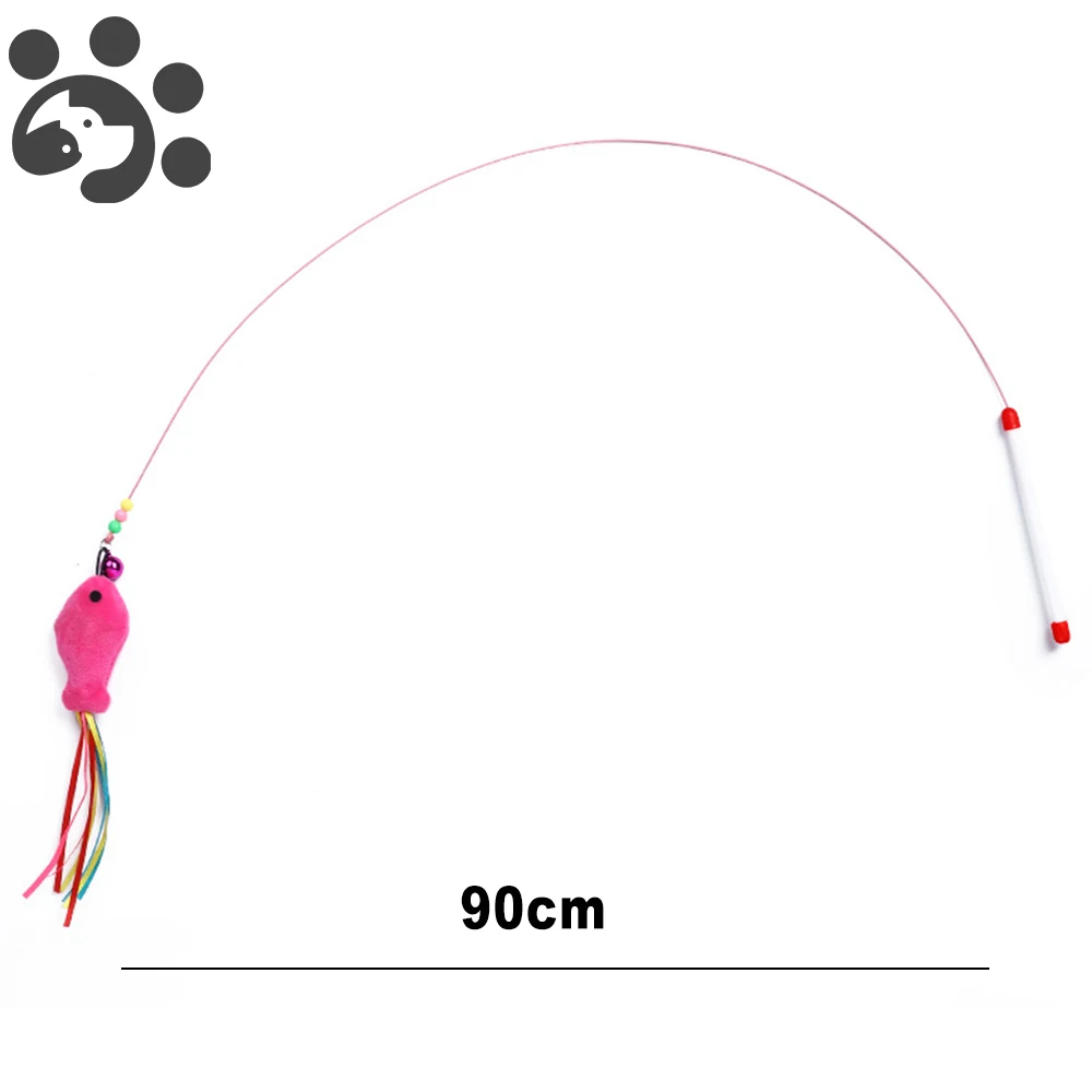 Игрушка для питомца кота тизер многоцветная птица перо с колокольчиком