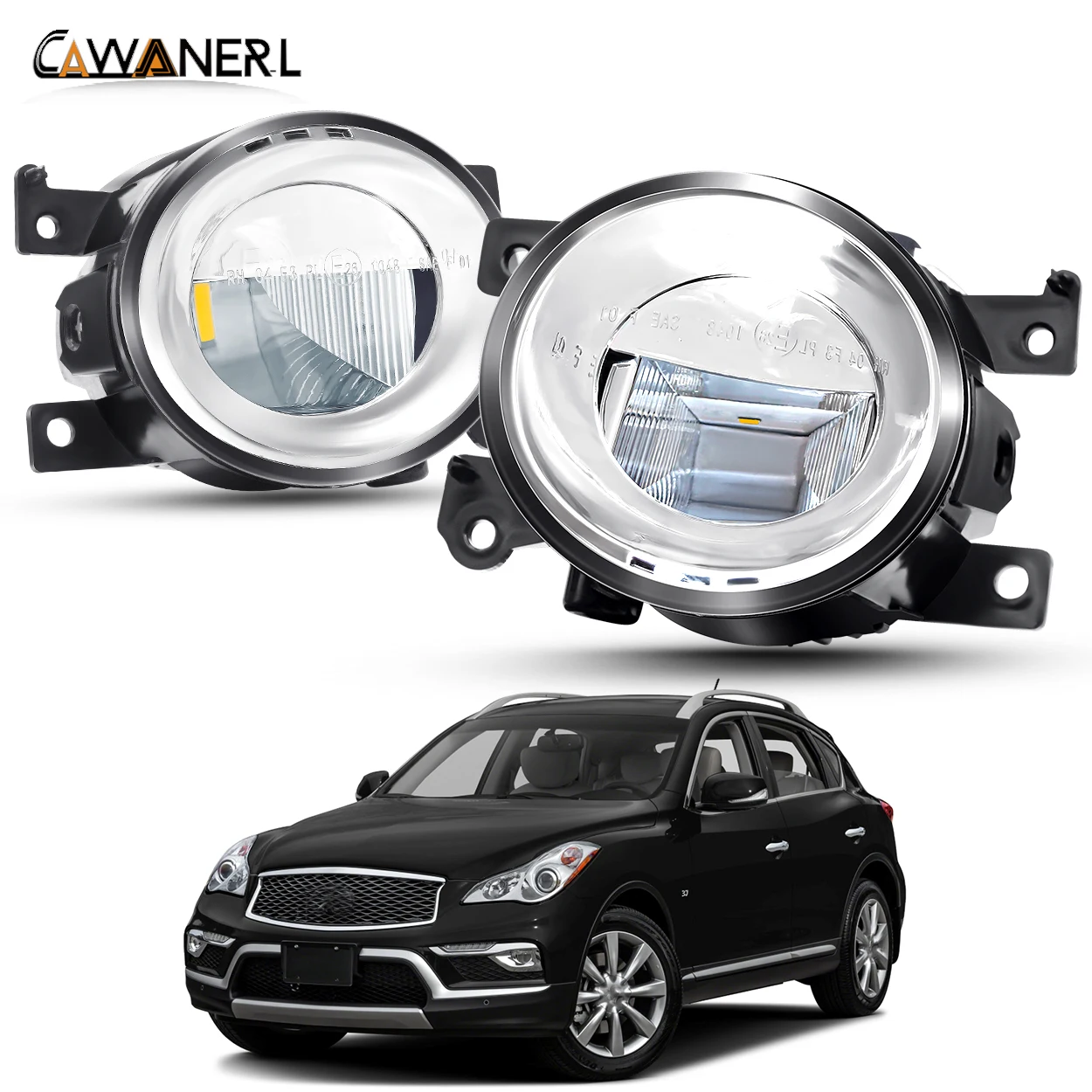 

2 X Car Right + Left Fog Light Assembly For Infiniti QX50 2015 2016 2017 LED Lens Fog Driving Light 30W 6000LM 12V High Bright