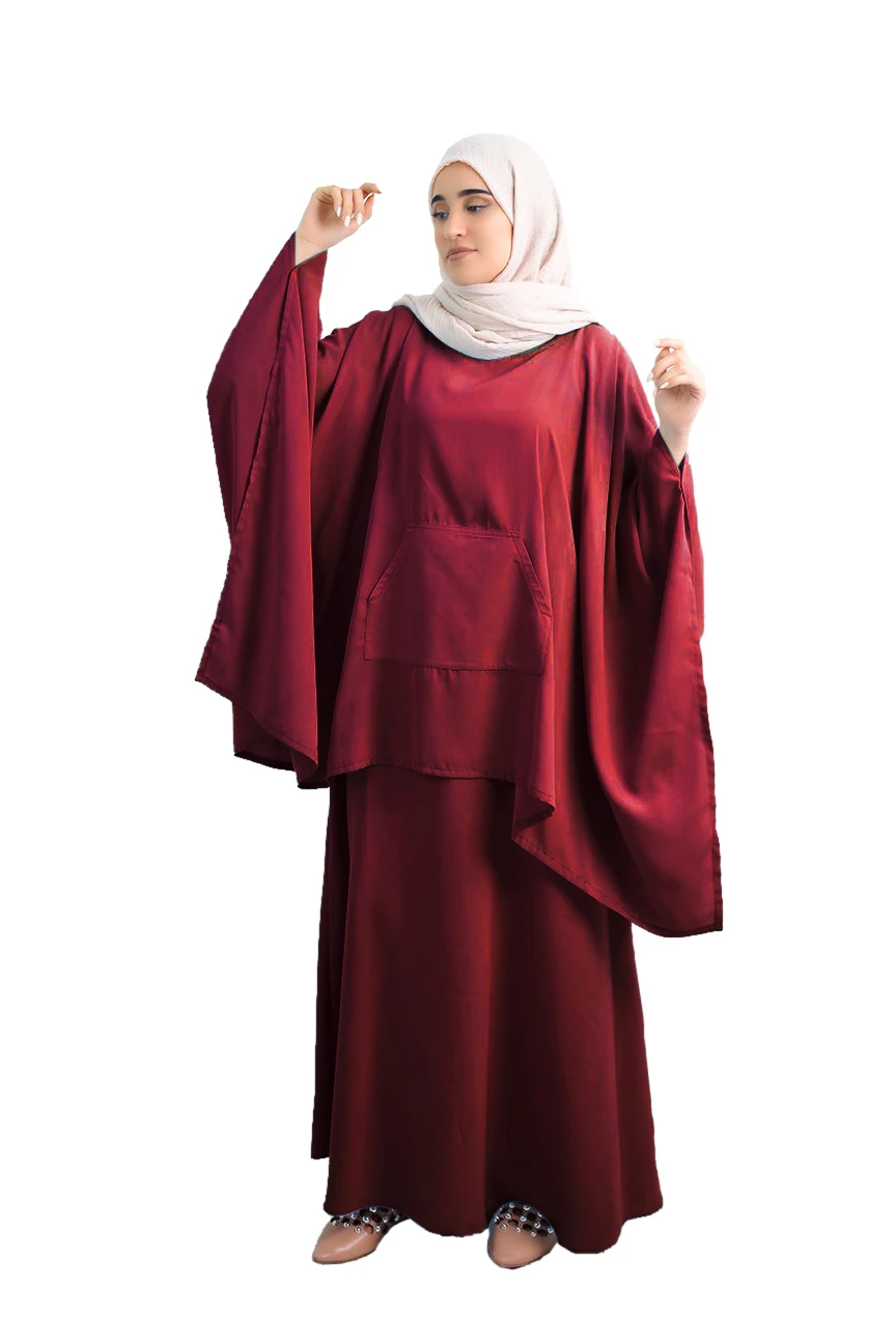 

2 Piece Khimar Jilbab Muslim Women Prayer Garment Sets Abaya Hijab and Skirt Arab Islamic Clothing Overhead Burqa Ramadan Niqab