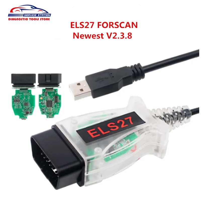 Автомобильный диагностический инструмент ELS27 FORScan V2.3.8 ELS Green PCB PIC24HJ128GP + FTDI Mircochip OBD2