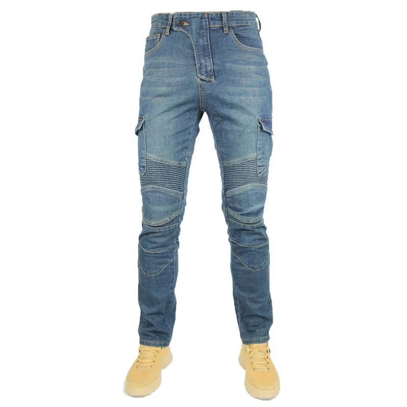 Классические мотоциклетные джинсы облегающие брюки из денима с защитой от