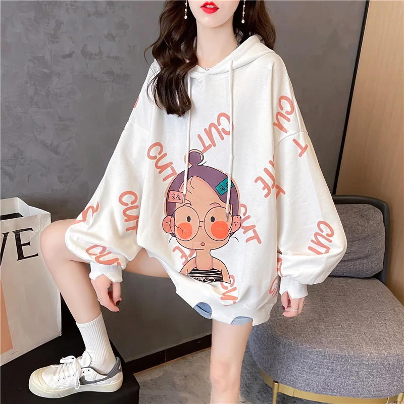 

Autumn New Plus Size Women's Sweater Women's Fashion Hooded Thin Cartoon Top Cute Hoodies Sweatshirt Women
