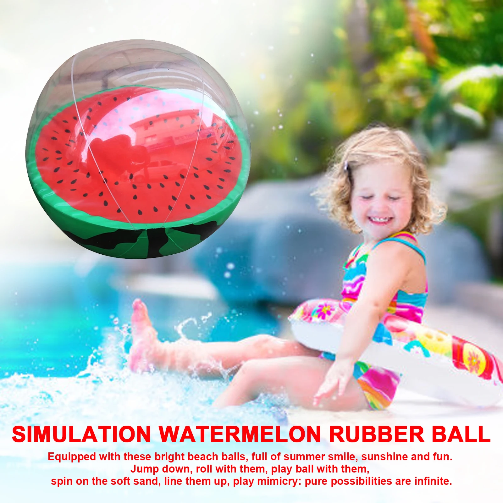 

Creative Inflatable Balls Simulation Watermelon Rubber Ball Beach Pool Toys Summer Beach Party Supplies Beach Ball for Children