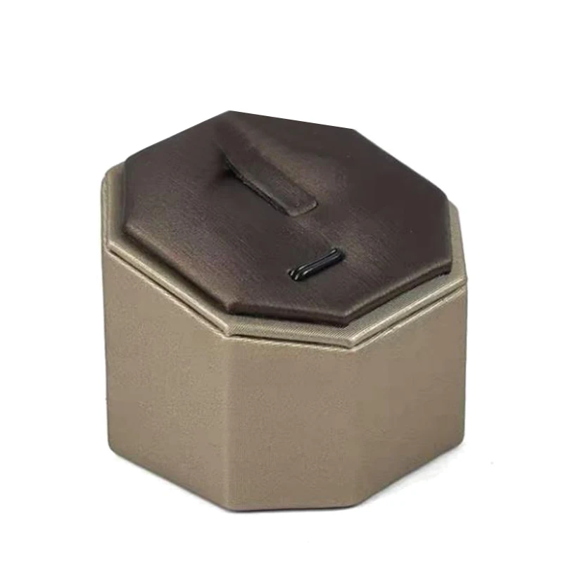 

Ring Display Stand Jewelry Stand Brushed Pu Octagonal Ring Display Box Decoration Jewelry Photography Photo Props Brown