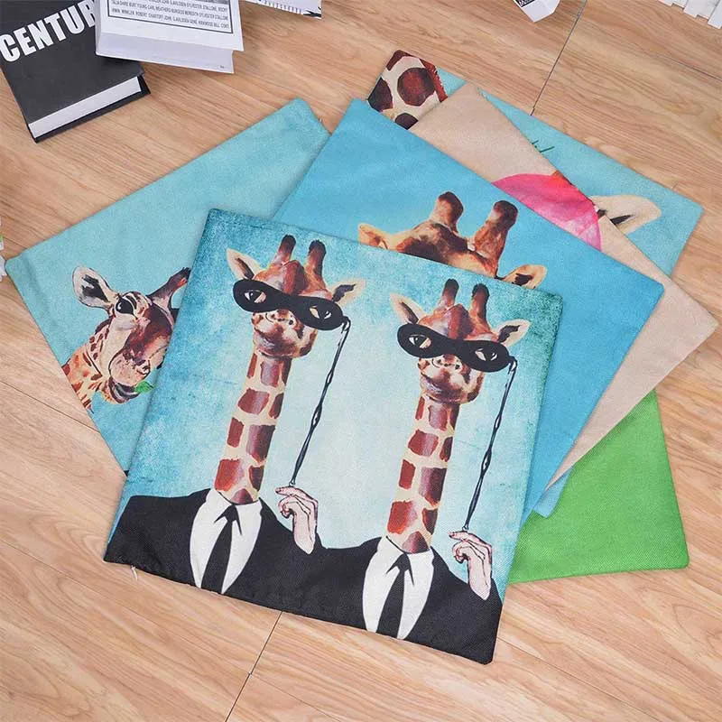 Двухсторонняя печать креативный Жираф Морден стиль хлопок или Лен моющийся