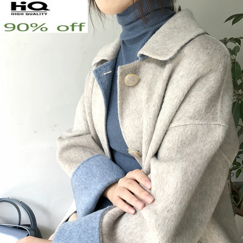 

Spring Women Clothes 2022 Wool Coat Female Cashmere Alpaca Overcoat Long Beige Autumn Winter Sided Woolen Jackets LWL1394