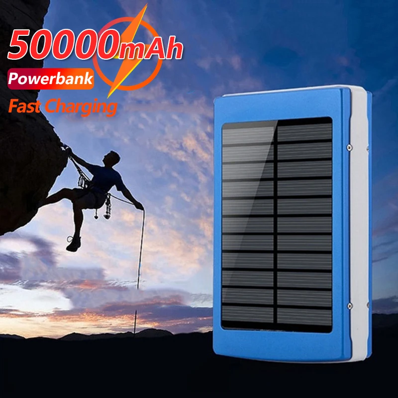 

50000mAh Solar Power Bank Outdoor Fast Charger External Mobile Phone Battery for IPhone Xiaomi for Hiking Trips