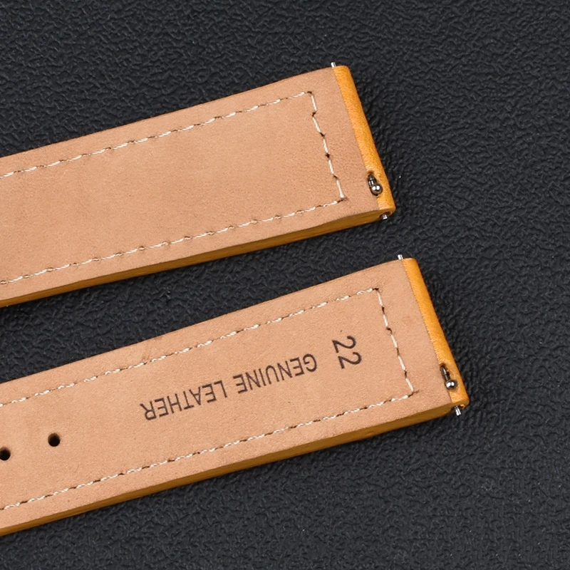 Genuine Italy Leather Watch Strap 22mm Retro Style Handmade Watchband Wristband Belt Yellow Brown Blue Watch Accessories
