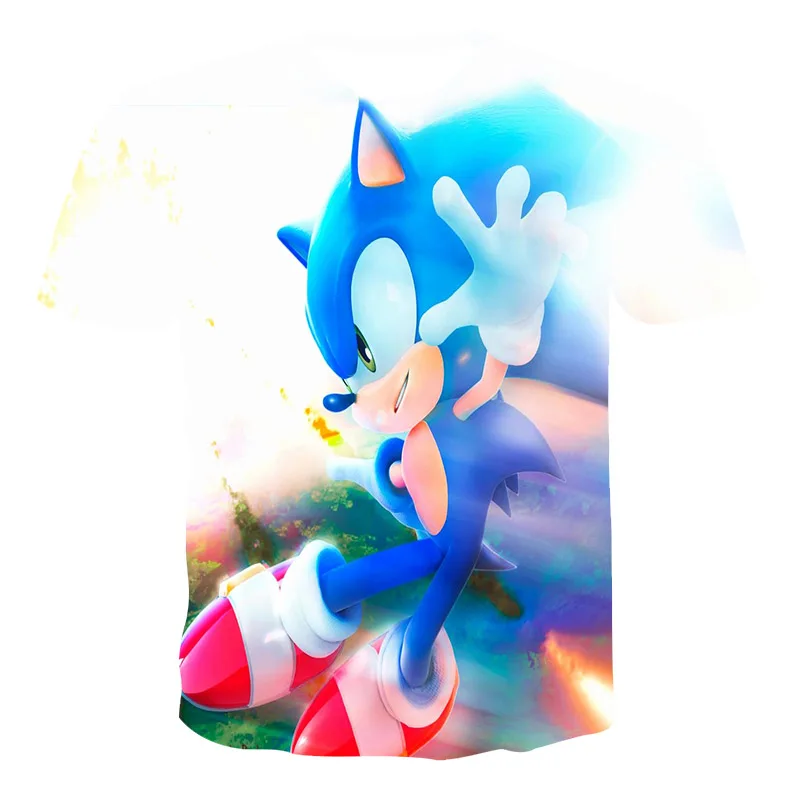 

New Summer 2021 Men's and Women's Wear 3D Anime Blue Hedgehog T-shirt Cartoon (Children) Casual Short Sleeve Large Size 100-6XL