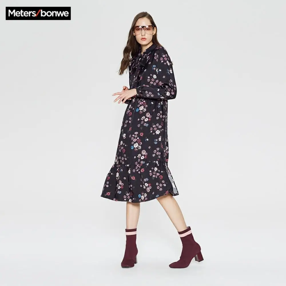 Женское винтажное платье с высокой талией Me & City шифоновое Повседневное средней