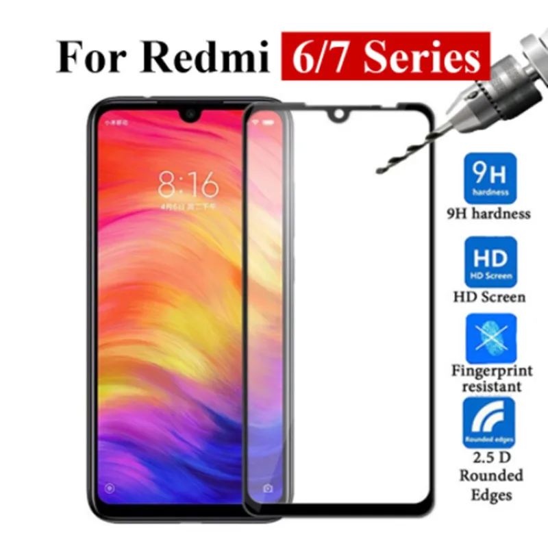 Защитное стекло для xiaomi redmi note 7 Note 6 pro Полное покрытие закаленное на 8 8a 6a S2 5