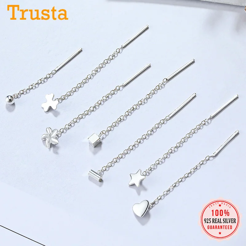 Женские Висячие серьги подвески Trustdavis из стерлингового серебра 925 пробы 4 5 см с