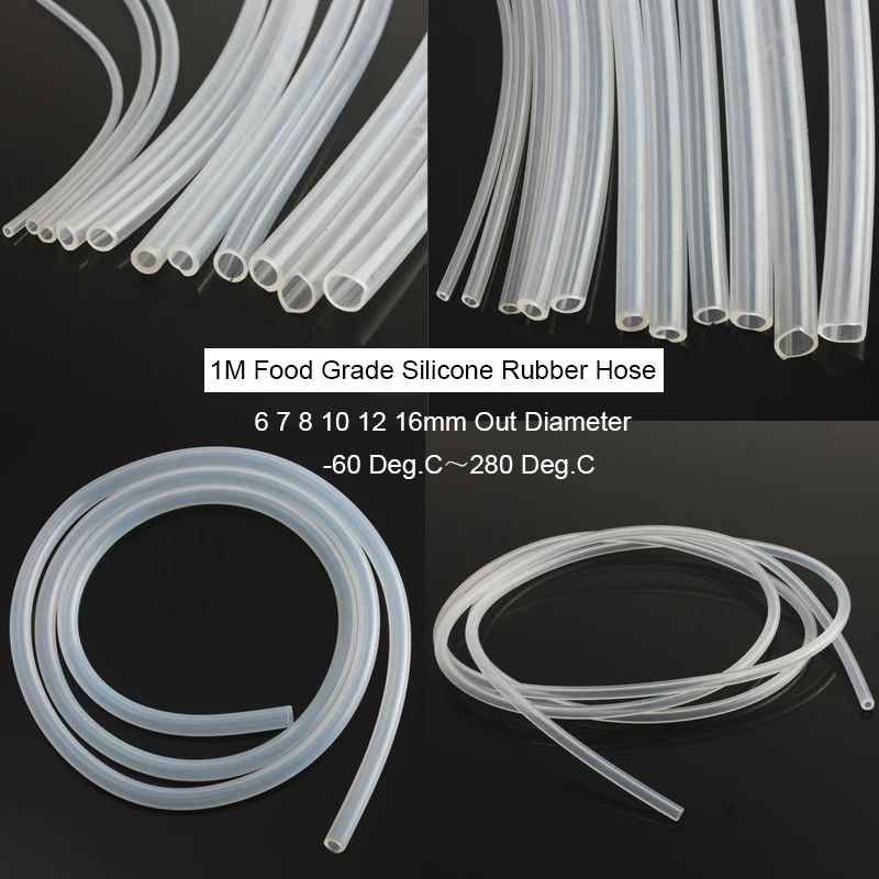 1 м Еда Класс прозрачный силиконовый штамп резиновый шланг 6 7 8 10 12 16 мм из Диаметр