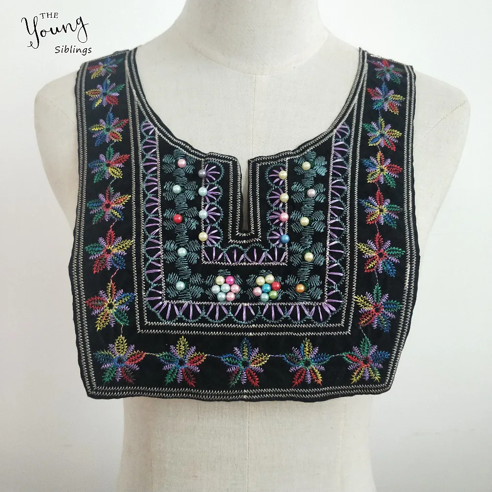 Красивая ABS жемчужная кружевная ткань для шитья декольте Национальный стиль DIY