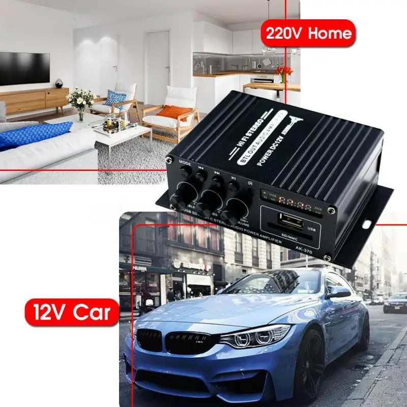 

400W Bluetooth HiFi Power Amplifier Mini Audio Digital Stereo FM AMP Remote Control Car Amplificador Home Theater Amplifier