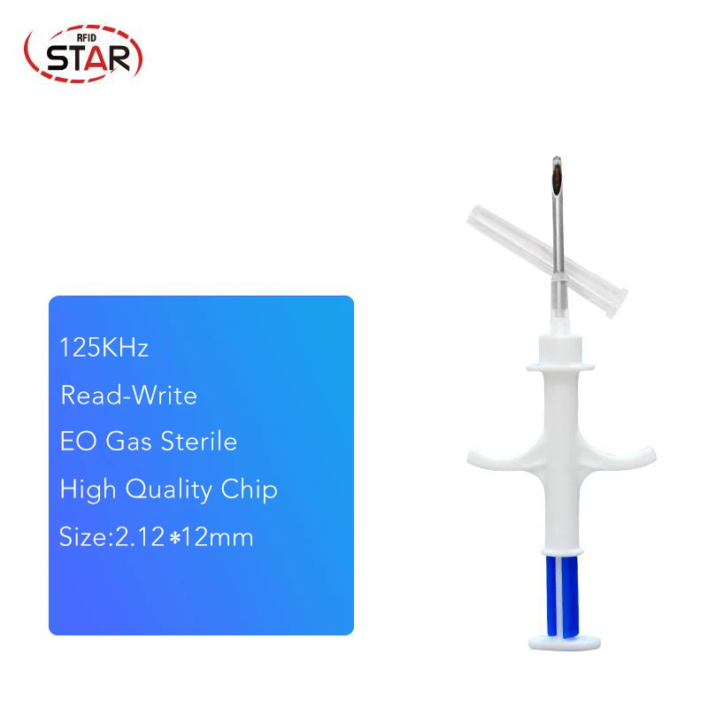 90pcsUniversalTag for animal tracking/identification Pet syringe ISO11784/11785 FDX-A 2.12X12mm 125 kHz RFID Microchip Syringe |