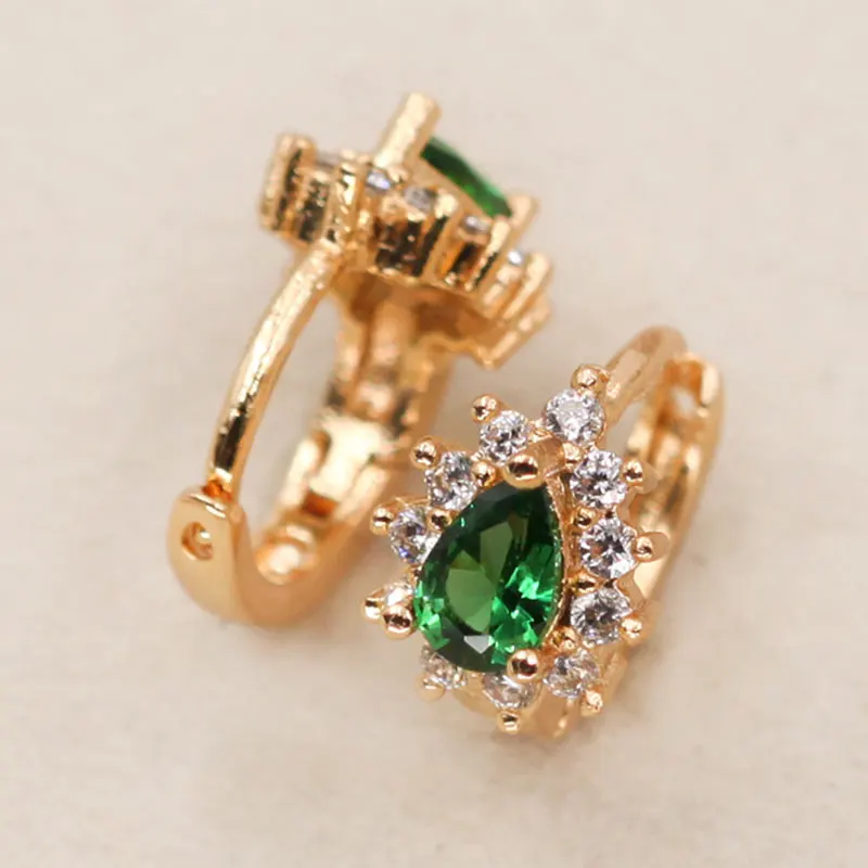 Fashion Jewelry Women Earrings Bohemian Jewelry Indian Style Flower Luxury Ear Rings Big Gem Zircon Gold Earrings OBS1318