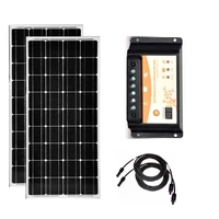 solar kit 200w 2pcs solar panel 12v 100w waterproof solar battery pwm controller 12v24v 20a motorhome rv caravan car camping