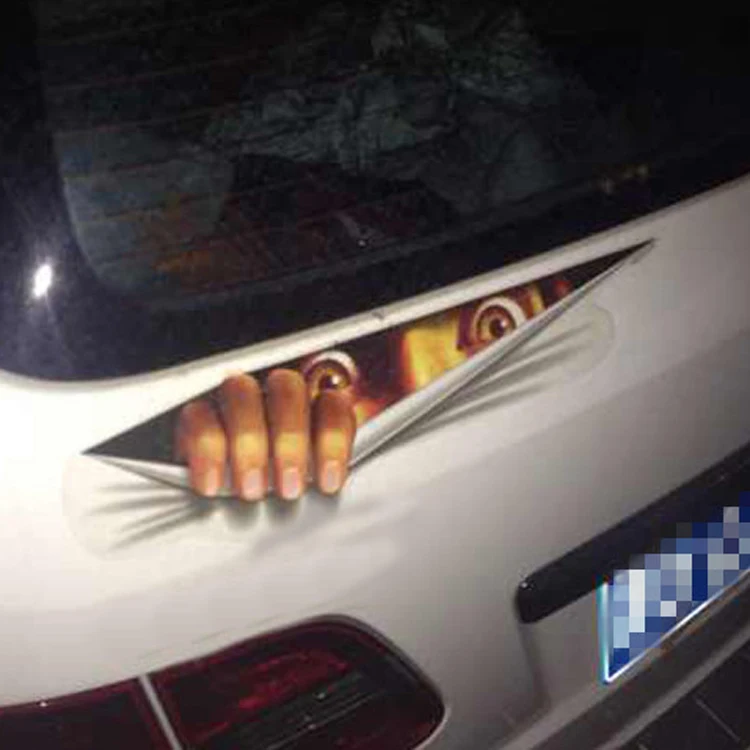 

1Pc Funny Car Sticker 3D Eyes Peeking Monster sticker Voyeur Car Hoods Trunk Thriller Rear Window Decal