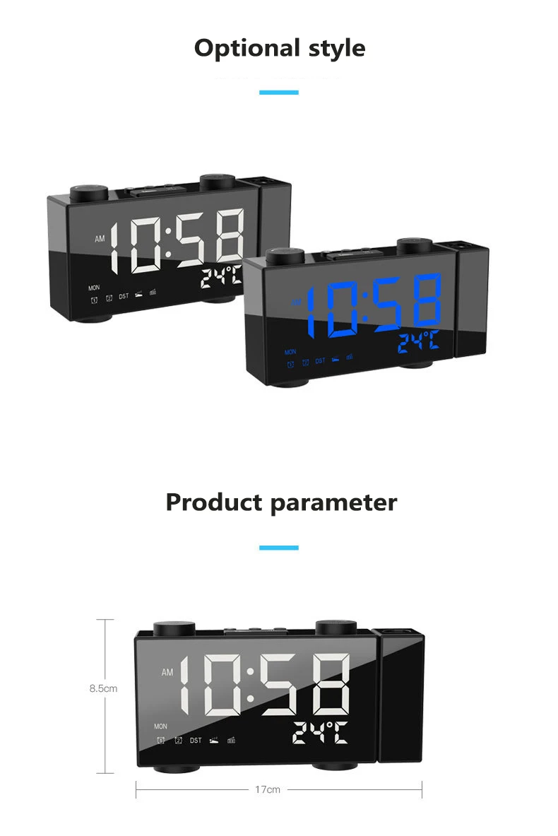 FM-радиоприемник светодиодный цифровой смарт-будильник часы с проекцией высокого