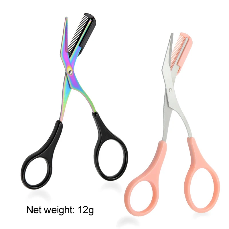 12 Color Eyebrow Trimmer Scissor With Detachable Comb Facial Hair Removal For Eyebrow Facial Trimming Tweezer Makeup Beauty Tool
