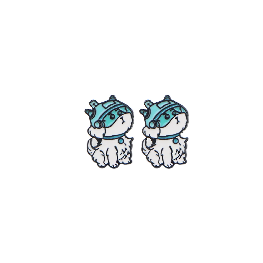 

ZF1858 1pair Cute Dog Cartoon Fashion Enamel Stainless Steel Stud Earrings Party Jewellery Gifts For Women Girls