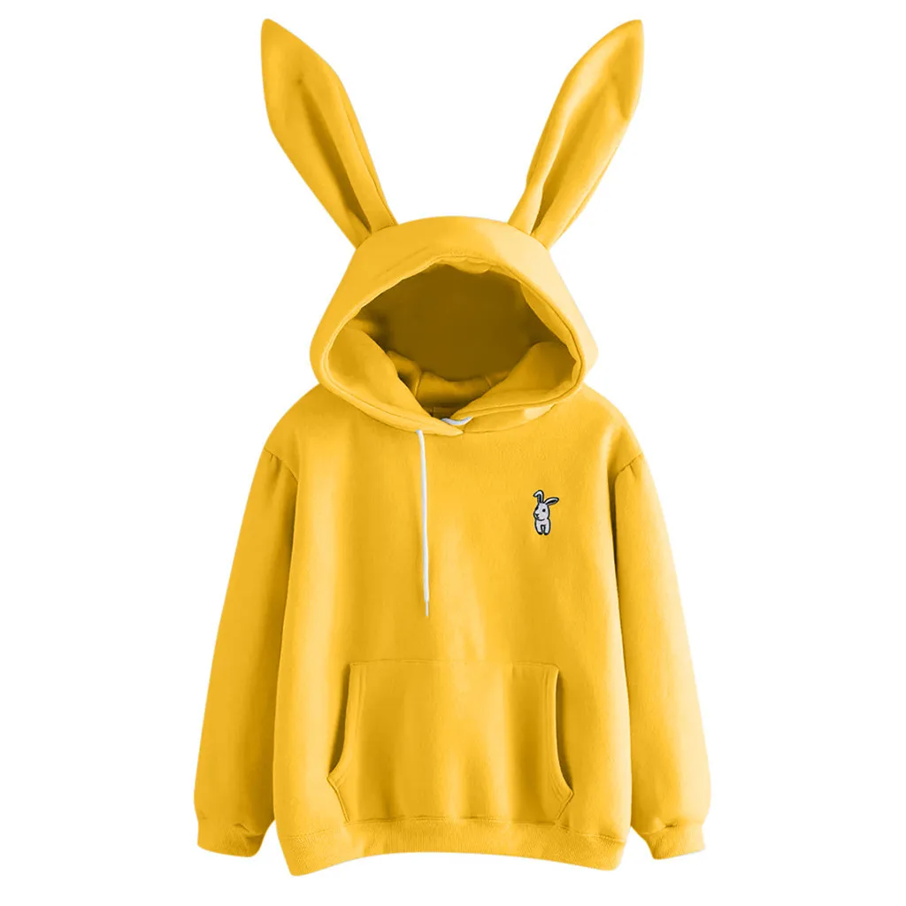 Oversized Hoodies Women Long Sleeve Rabbit Hoodie Sweatshirt Pullover Tops Cute Winter Blouse Худи Толстовка Женская