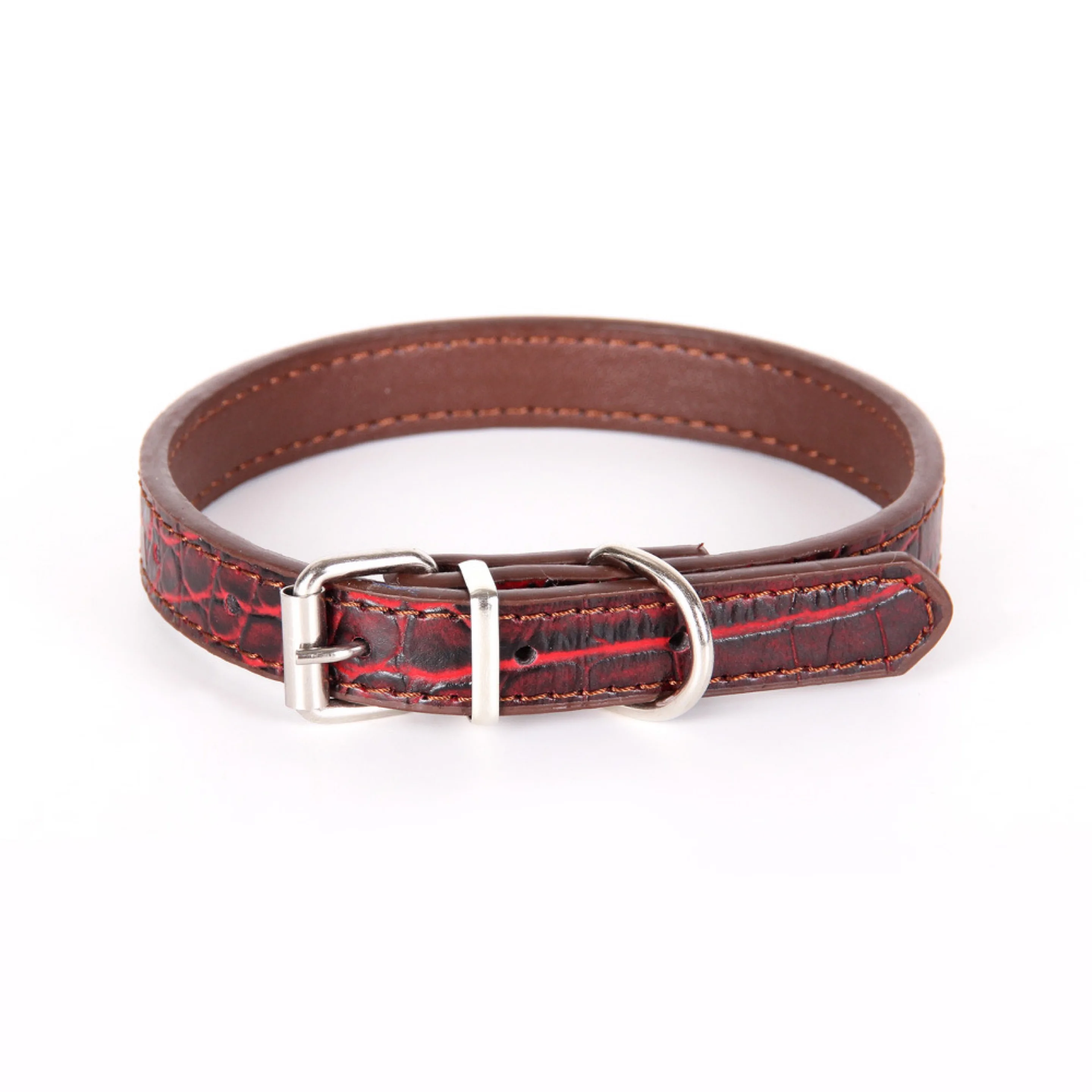 Ошейник для собак из искусственной кожи под крокодиловую кожу регулируемый с