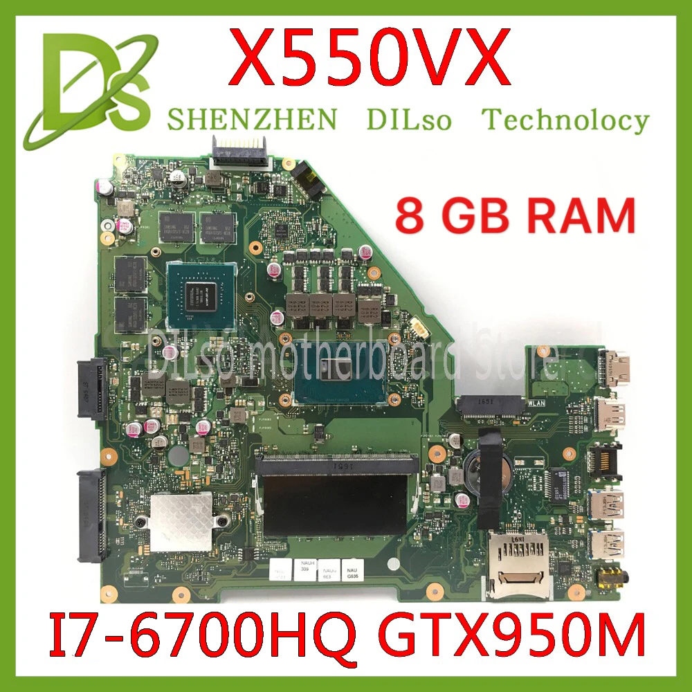 

KEFU X550VX материнская плата для ASUS X550VX X550VQ FZ50VX FH5900V материнская плата для ноутбука I7-6700HQ GTX950 GPU 8 Гб RAM протестированная оригинальная
