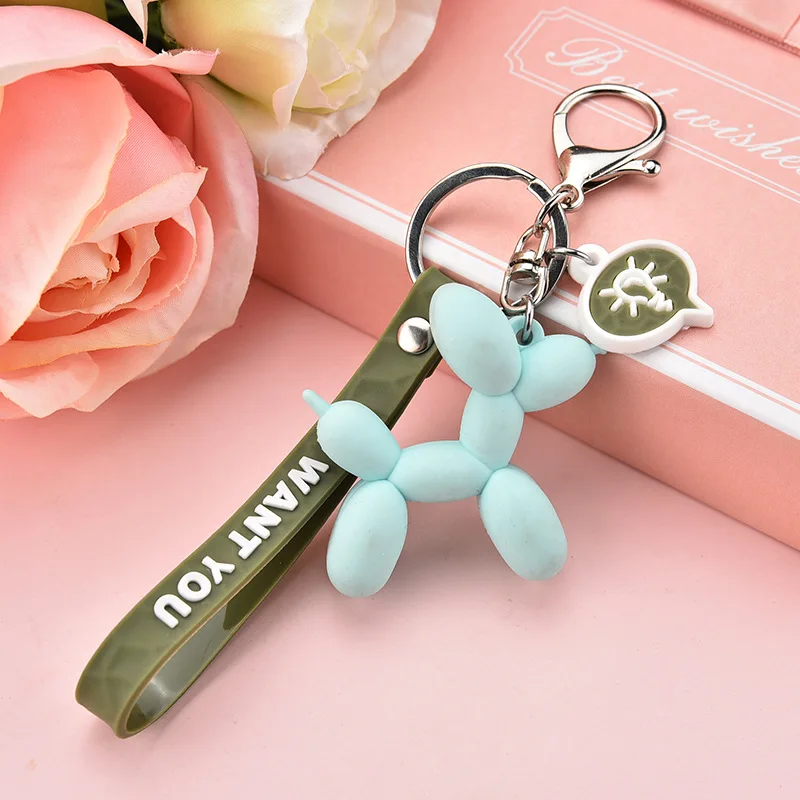 

Cartoon Balloon Dog Keychain Colorful Soft Rubber PVC Lovely Dog Keychains For Women Key Chain Car Key Ring Bag Pendant Jewelry