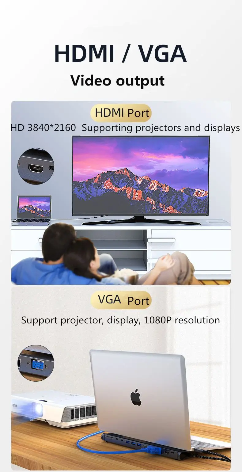 S SKYEE 12 в 1 концентратор USB Type C к HDMI RJ45 мульти USB3.0 Мощность адаптер для MacBook Pro Air док-станция для 3 Порты и разъёмы концентратор разделен