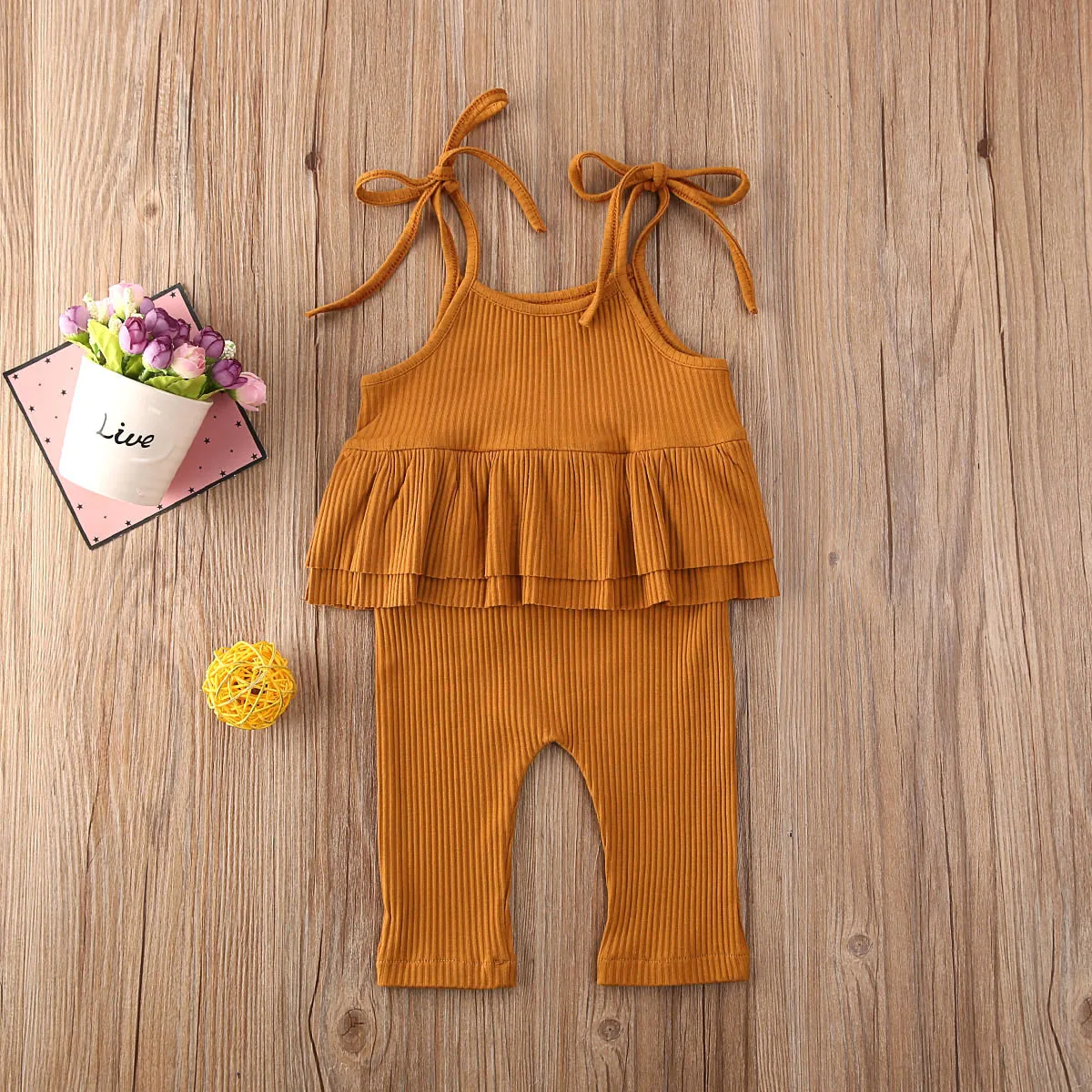 2020 Детская летняя одежда Одежда для новорожденных девочек Комбинезон с рюшами