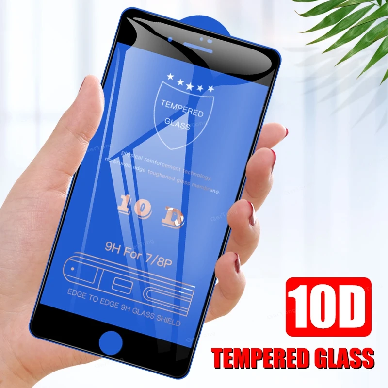 Изогнутое закаленное стекло 10D для iPhone 7 8 Plus 6 6S полное покрытие Защита экрана 7Plus 7G