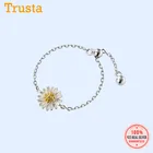 Trustdave Настоящее серебро 925 пробы модное растение ромашки цветок цепочка кольцо размера для женщин Свадебные вечерние ювелирные изделия DB950